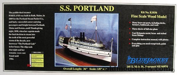 Bluejacket 1/96 Portland - Paddlewheel Steamship, K1036 plastic model kit